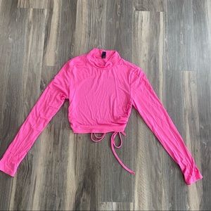 hot pink mock neck crop top